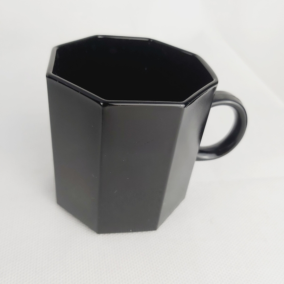 1980'S Arcoroc Octine Black glass octagon Made in France soups bowls mug saucers - Picture 9 of 16